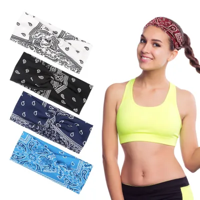 Produktbild von Haargummi Haarband, 5 Stück Damen Boho Stirnband, Print Haarschmuck,Breite, elastische und weiche Haarbänder, Sport-Stirnbänder,Haarbänder Damen
