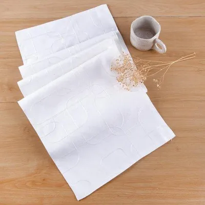 Obrázek produktu pro Bílý obdélníkový ubrus 32 x 220 cm, dvouvrstvý, z lnu a bavlny