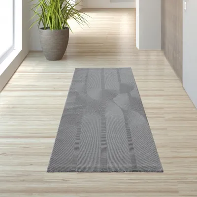Produktbild von Recycle Teppich mit modernen ovalen Formen in grau Größe - 80 x 150 cm