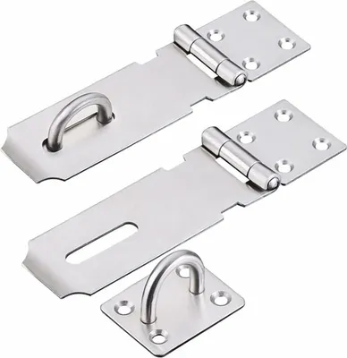 Produktbild von Vorhängeschlosshalter, Türverschluss, Türriegel mit Schrauben, Haspen, aus dickem Edelstahl, langlebig, korrosionsbeständig, für Türen, Schränke (2 Sets, 110 x 40 mm)
