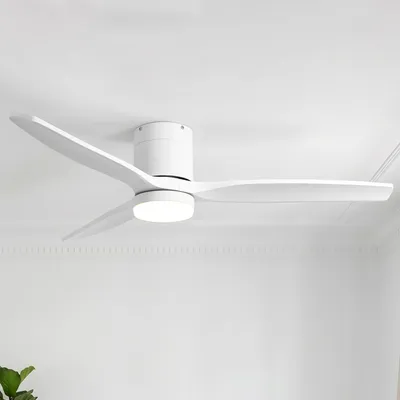 Produktbild von Parrot Uncle 132 cm Deckenventilator mit LED-Licht, 3 ABS-Flügel, weißes Gehäuse, leiser DC-Motor, dimmbare 24W LED, inkl. 15 cm Stab