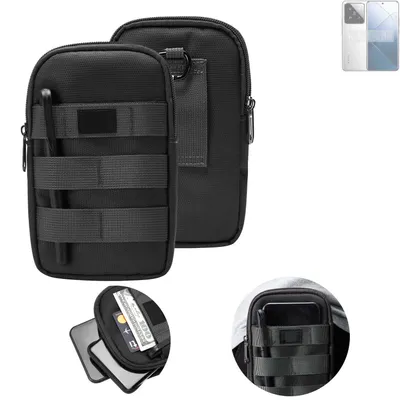 Produktbild von K-S-Trade Holster Gürtel Tasche kompatibel mit Xiaomi 14 Handy Tasche Schutz Hülle dunkel-grau viele Fächer, 1x