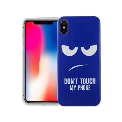 Produktbild von Handy Hülle für Apple iPhone XS Cover Case Schutz Tasche Motiv Slim Silikon TPU Dont Touch My Phone Blau