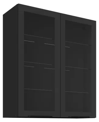 Produktbild von Küchen Glashängeschrank 80 cm SIENA Schwarz Küche Küchenzeile Küchenblock