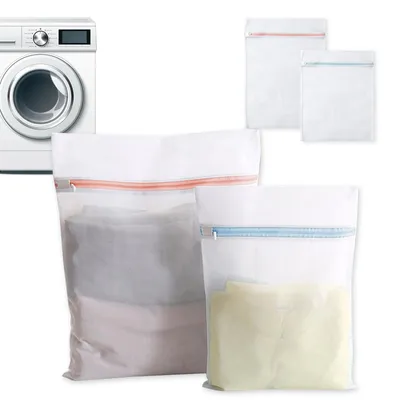 Mesh-Wäschesäcke für Waschmaschine, 2 Stück, Polyester, Weiß