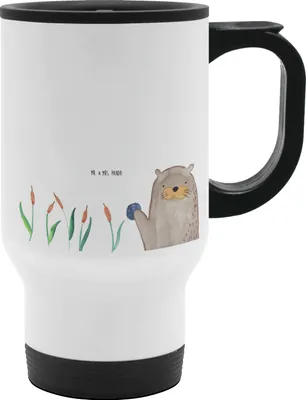 Produktbild von Mr. & Mrs. Panda Kaffeebecher To Go Otter Stein - Weiß - Geschenk, thermosbecher, Thermobecher Auslaufsicher, Isolierbecher, Pflanzen, Seeotter, Becher, Grüßen, See