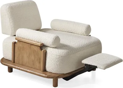 Produktbild von Designer Weiß Sessel Mit Fußstütze Wohnzimmer Textil Einsitzer Luxus