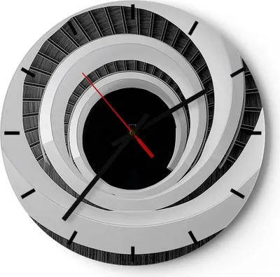 Produktbild von Wanduhr - Rund - Glasuhr - Stück Modern Treppe - 30x30cm - Schleichendes Uhrwerk - Lautlos - zum Aufhängen bereit - Dekoration Modern - Wanddekoration aus Glas - C3AR30x30-4132