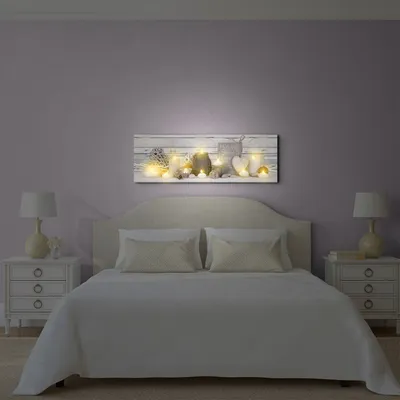 Produktbild von LED-Leinwand Bild Wanddeko Wohnzimmer Schlafzimmer Leuchtbild süßes gemütliches Zuhause 30 x 90 cm