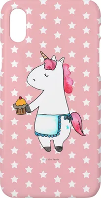 Produktbild von Mr. & Mrs. Panda Iphone 10 Handyhülle Einhorn Muffin - Rot Pastell - Geschenk, Handy, Cover, Backen, Geburtstagsgrüße, Unicorn, X, Geburtstag, Hülle