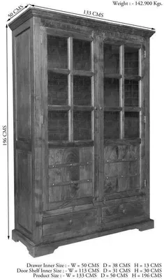 Produktbild von MASSIVMOEBEL24 Vitrine Akazie 134x50x196 nougat lackiert OXFORD #456