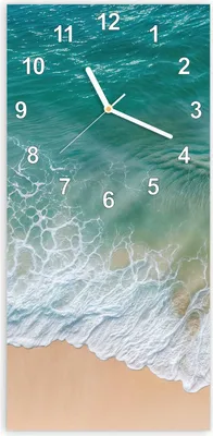 Produktbild von Wanduhr aus Glas mit Motiv Meereswellen- 30 x 60 cm - inkl. Aufhängesystem