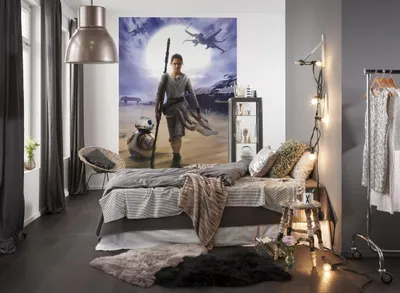 Produktbild von Komar Fototapete "STAR WARS Rey", blau/beige, 184 x 254 cm; 4-448