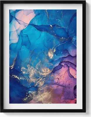 Produktbild von Abstraktes Glasmalereifenster– Wandbild mit Rahmen – Gerahmtes Bild  – Wanddekoration – 60x80 cm –  Schwarz Rahmen