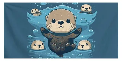 Immagine prodotto di Asciugamano da bagno grande, motivo lontra marina, 150 x 73 cm, blu, cotone, assorbente