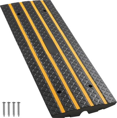 Immagine prodotto di Rampa con cordolo in gomma SucceBuy, portata 15 tonnellate, altezza 66 mm, rampa con catarifrangenti gialli, ideale per magazzini, garage, passerelle e rampe di carico (1 pezzo)