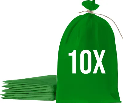 Image de Bazko Sacs à sable vides pour inondations à remplir 10 pièces | Sac en tissu PP 65x105 cm | Sac à sable de protection contre l'eau vert | Sac de jardin avec ficelle d'attache
