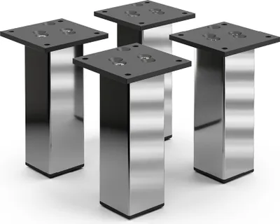 Produktbild von 4er Set sossai Aluminium Möbelfüße 150mm in Chrom Schrankfüße Sockelfüße