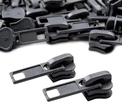 10 Zipper für Profil-Reißverschlüsse m. 5mm Profilschiene grau