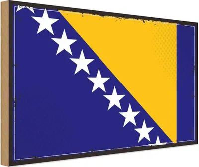 Produktbild von vianmo Holzschild 12x18 cm Bosnien und Herzegowina Flagge Fahne Wappen