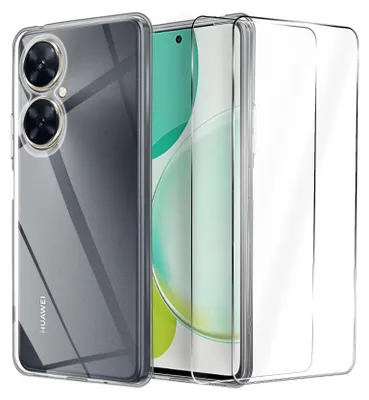Produktbild von 2in1 Schutz Cover Set für das Huawei P30 besteht aus 2x 9H Glas Folie Display Schutzfolie und 1x Silikon Case Schutzhülle - Hülle in Transparent
