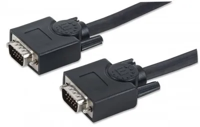 Produktbild von Manhattan SVGA Monitorkabel, HD15-Stecker auf HD15-Stecker, 10 m, schwarz, 10 m, VGA (D-Sub), VGA (D-Sub), Männlich, Männlich, Schwarz