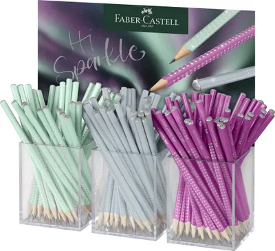 Obrázok produktu pre Grafitová ceruzka, displej, B, trojhranná, FABER-CASTELL "Sparkle Aurora", mix farieb