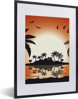 Produktbild von MuchoWow® MuchoWow® Gerahmtes Poster Sonne - Insel - Meer 30x40 cm - Poster mit zchwarzem Bilderrahmen - Wandposter Schlafzimmer