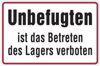 Produktbild von Dreifke® Hinweisschild, Unbefugten ist das Betreten des Lagers verboten, Alu ...