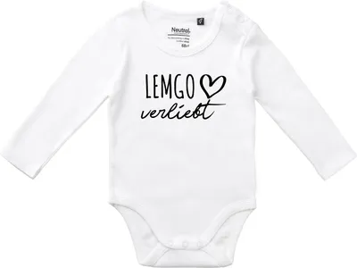 Produktbild von Huuraa Baby Body Lemgo verliebt 68 White  Baumwolle Fairtrade Langarmbody Geschenkidee