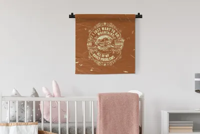 Produktbild von MuchoWow® Wandteppich Wandbehang Jahrgang - Berg - Text 60x60 cm Tapisserie Dekoration Wandtuch - Dekorationen - Wand Decke