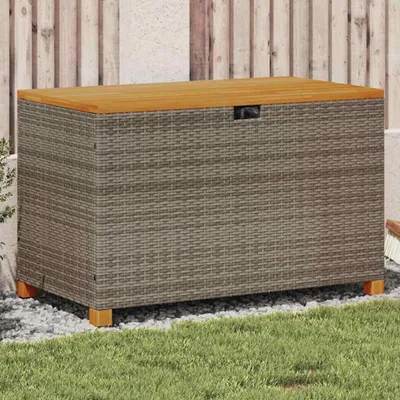 Obrázek produktu pro Zahradní úložný box polyratan akáciové dřevo Šedá / 110 x 55 x 63 cm