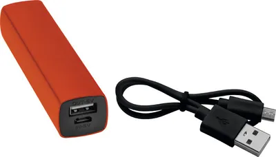 Produktbild von Powerbank 2.200 mAh mit USB Anschluss / inkl. Ladekabel / Farbe: orange
