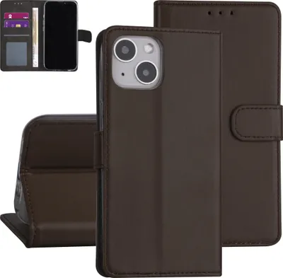 Image de étui de type livre pour iPhone 13 - Marron - Porte-cartes - Fermeture magnétique