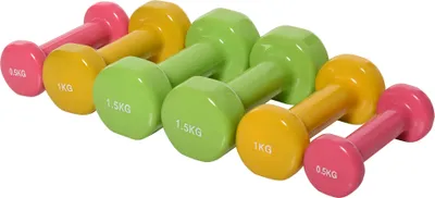 Produktbild von HOMCOM Sada činiek s puzdrom Prenosné 2 x 0,5 kg, 2 x 1 kg, 2 x 1,5 kg Sada činiek 6 kusov Oceľová farba