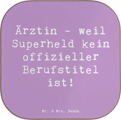 Produktbild von Mr. & Mrs. Panda Tischuntersetzer Spruch Ärztin Superheld - Lavendeltraum - Geschenk, Untersetzer Tasse, Coaster, gläseruntersetzer, Tassenuntersetzer, Berufsgestaltung