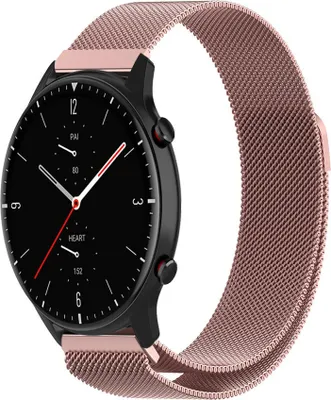Produktbild von Strap-it Milanese Armband - Kompatibel mit Amazfit GTR 2 Armband Ersatzarmband Edelstahl - Armband mit Magnetverschluss - Hochwertiges Material - für Smartwatch 22mm Armband Rosa