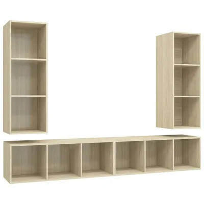 Obrázek produktu pro vidaXL TV nástěnné skříňky 4 ks Materiál: dub sonoma