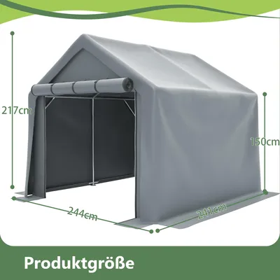 Image de Abri à outils 244 x 241 x 217 cm, garage à vélos, tente de garage, abri de jardin, tente de stockage, gris foncé