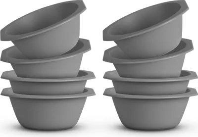 Zdjęcie produktu dla zestaw 8 plastikowych misek Plastikowa miska - nie zawiera BPA - można myć w zmywarce - (Ø15,5 cm / szary) nietłukący PP - miska na płatki śniadaniowe dla dzieci - sałatka z makaronem
