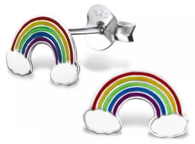 Produktbild von Kinder Ohrstecker Silber Ohrringe Regenbogen