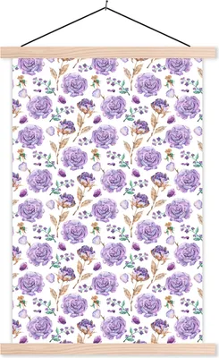 Produktbild von MuchoWow® Textilposter Blumen - Lila - Rosen 40x60 cm mit holzfarbenen Rahmen - Poster