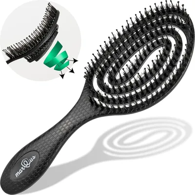 Produktbild von Bio Haarbürste ohne Ziepen mit Wildschweinborsten - Entwirrbürste mit einzigartiger Spirale, nachhaltiges Material - perfekt für nasse&trockene Haare