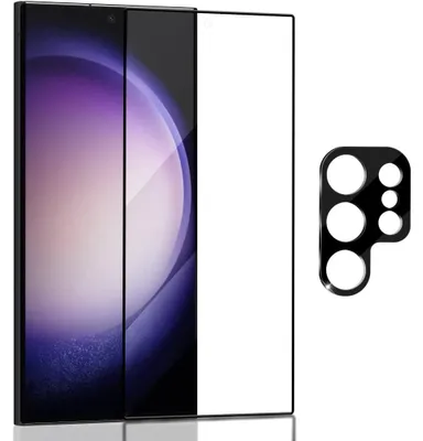 Produktbild von 1-Pack Samsung S23 Ultra Displayschutzfolie & 1-Pack Kameraschutz - Gehärtetes Glas 9H - Super Qualität 3D