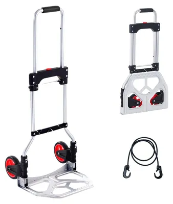 Produktbild von VEVOR Faltbarer Handwagen, 140 kg Tragfähigkeit, Aluminium Tragbarer Wagen, Umwandlungsfähiger Handwagen und Dolly mit Teleskopgriff und PP+TPR Rädern, Ultra Leicht und Super Stark für den Umzug im Lager, 80 kg