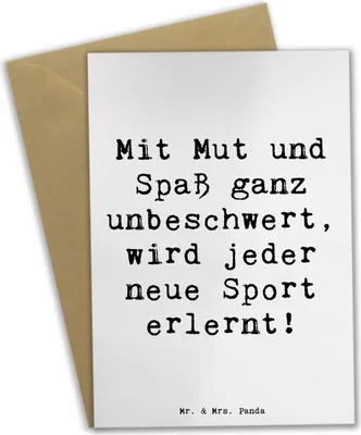 Produktbild von Mr. & Mrs. Panda Glückwunschkarte Spruch Neue Sportart versuchen - Weiß - Geschenk, hochzeitskarten, Mut, Zuversicht, Lebensfreude, Grußkarten, Spaß am Sport, neuer