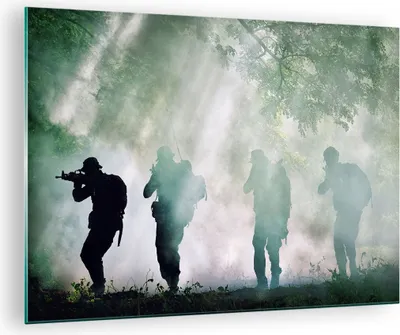 Produktbild von Bilder auf glas - Soldat Gewehr - 70x50cm - Glasbilder - Wandbilder - Bilder - Kunstdruck - zum Aufhängen bereit - Wanddekoration aus Glas - Glas Bilder - Wandbild auf Glas - Einteilig - GAA70x50-3976