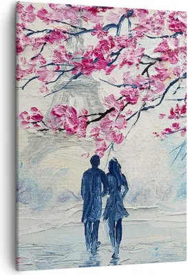 Produktbild von Bild auf Leinwand - Leinwandbild - Einteilig - Paar Paris Baum - 50x70cm - Wand Bild - Wanddeko - Wandbilder - Leinwanddruck - Kunstdruck - Wanddekoration - Leinwand bilder - Wandbild - PA50x70-4211