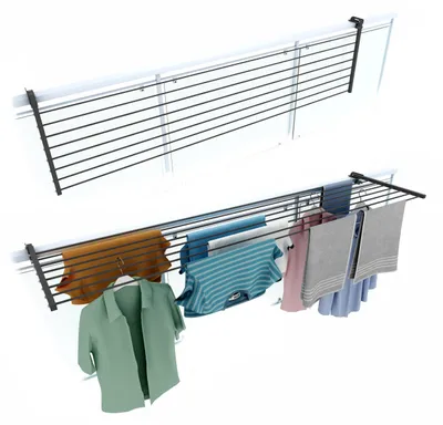 Wäscheständer für Balkonrelings, klappbar, 202 cm, 15 kg, anthrazit