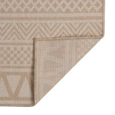 Produktbild von vidaXL Outdoor-Teppich Flachgewebe 140x200 cm Braun Gestreift